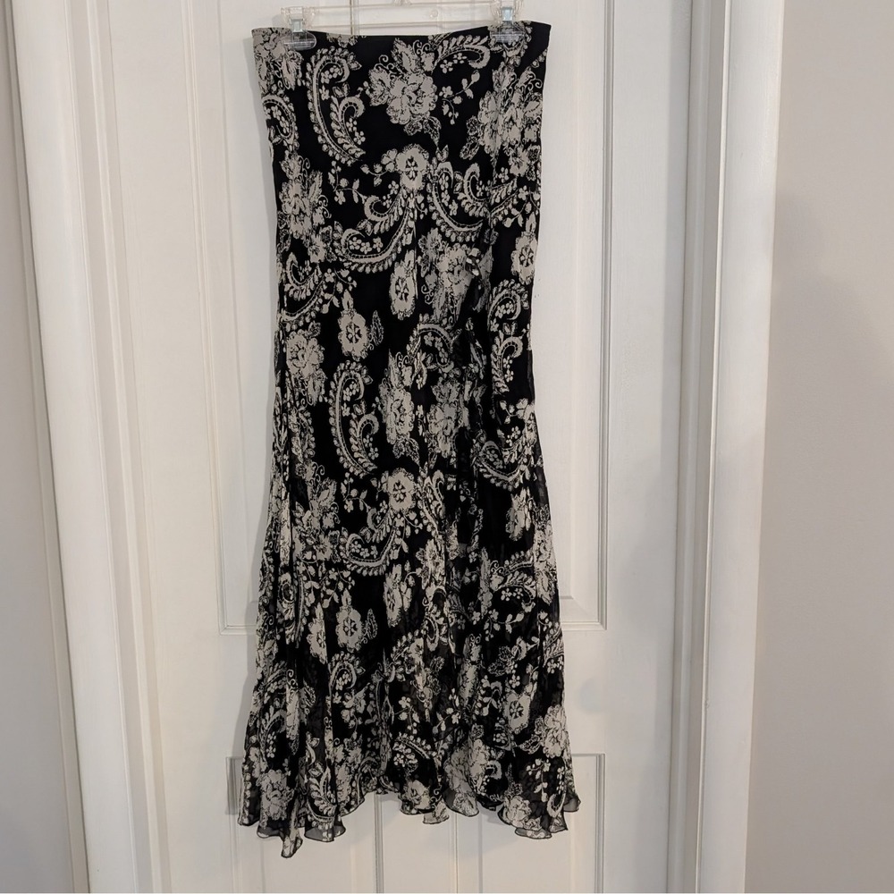 VTG Dina Bar-El Floral Silk Maxi Skirt SIZE 8 Whimsigoth Dark Romantic Floral‎